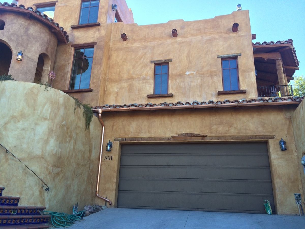 City Seamless crew and staged materials at a Las Vegas roof repair